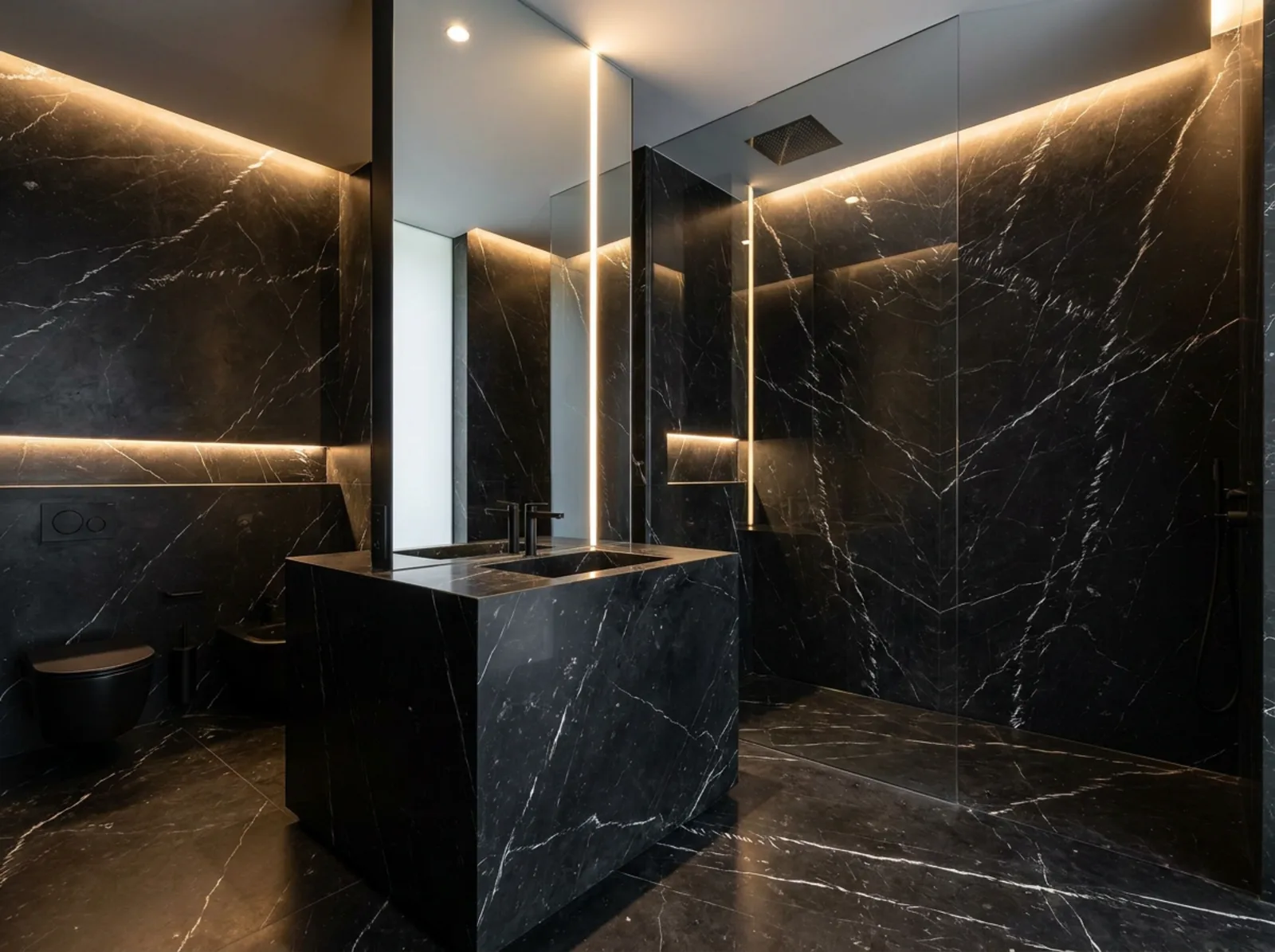 Bad aus Nero Marquina Marmor – Referenz von Remzi & Neil Granit